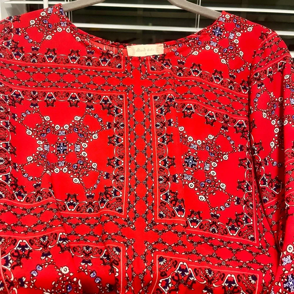 Red Patterned Women's Top - Picture 2 of 4
